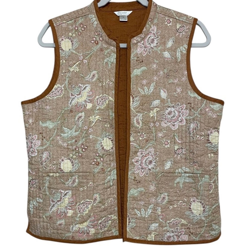 Christopher & Banks Quilted Floral Vest M